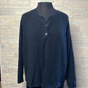 Old Navy Black Waffle Print Henley Shirt Size 2X